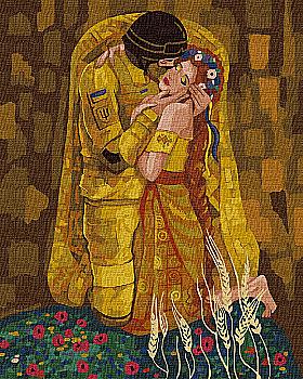 Картина по номерам 40*50 см "Украинский поцелуй ©dragonfly_kc", KHO4876 Картина по номерам 40*50 см "Украинский поцелуй ©dragonfly_kc", KHO4876