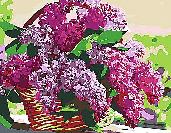 Набір-стандарт, картина за номерами "Бузок у корзині" 35*45 см, Rosa Start Набір-стандарт, картина за номерами "Бузок у корзині" 35*45 см, Rosa Start