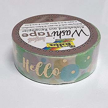 Скотч декоративний 15 мм*5 м, Гаряче золото "Hello", 26130 Folia Скотч декоративний 15 мм*5 м, Гаряче золото "Hello", 26130 Folia