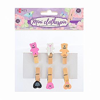 Набір прищіпок дерев`яних Happy bear 6 шт., 742136