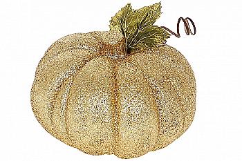 Декор Гарбуз, 17,5 см, золотий глітер, 113-799 Декор Гарбуз, 17,5 см, золотий глітер, 113-799
