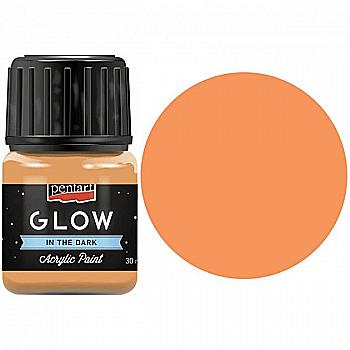Краска акриловая для декора "Glow in the dark", Оранжевая, 30мл, Pentart