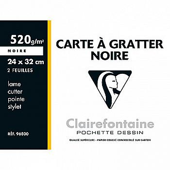Карта для граттажа 24*32 см Carte a Gratter Noir, 2 шт.. (520 г/м2), чёрная бумага, 96800C Clairefontaine
