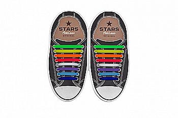 Силіконові антишнурки AntiLaces Stars, 38-68 мм, 16 шт, різнокольорові Силіконові антишнурки AntiLaces Stars, 38-68 мм, 16 шт, різнокольорові