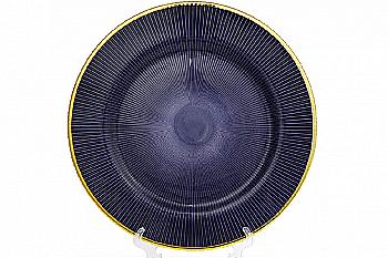 Тарілка сервірувальна 33 см, синя з золотом, 587-017