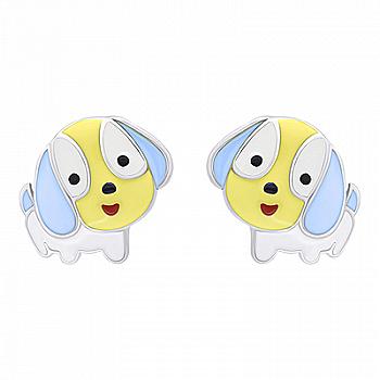 Сережки "Щенятко", блакитне, 219565400604 Сережки "Щенятко", блакитне, 219565400604