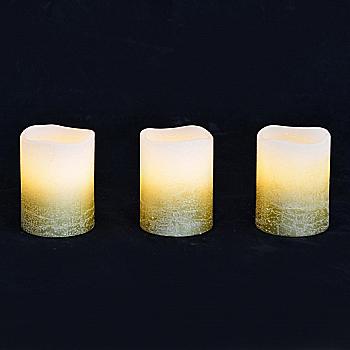 Набір свічок віск. LED 3шт., 5 * 6.5, золото, 710341 Набір свічок віск. LED 3шт., 5 * 6.5, золото, 710341