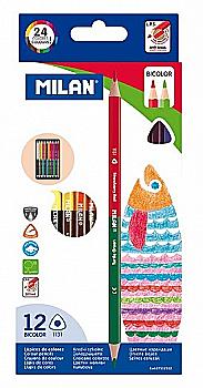 Карандаши 12 шт. 24 цв. двухцветные, ml.07112312, Milan Карандаши 12 шт. 24 цв. двухцветные, ml.07112312, Milan