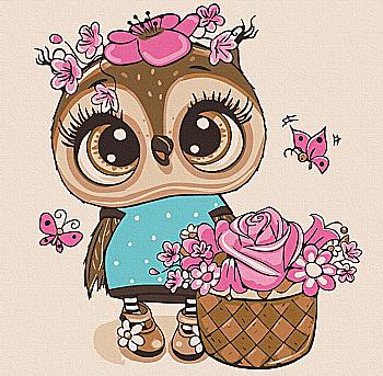 Картина по номерам 30*30 см "Совенок с цветами", 15515-AC