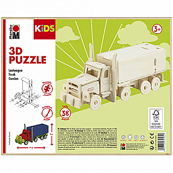 Набір 3D пазлів "Вантажівка", 38 деталей, 8 см, Marabu KiDS Набір 3D пазлів "Вантажівка", 38 деталей, 8 см, Marabu KiDS