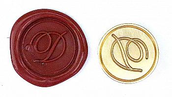 Круглая латунная печать d24 мм – англ. буква "D" с лакированной деревянной ручкой, 40104T