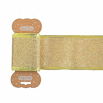 Стрічка декоративна 6 см*2 м, золота глітерна, 750322 Стрічка декоративна 6 см*2 м, золота глітерна, 750322