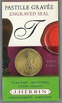 Кругла латунна печатка d24 мм англ. літера "T", 40320T