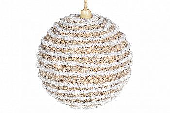 Куля ялинкова 10 см, карамельний з білим, 182-204