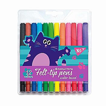 Фломастеры YES 12 цв. "Kittycon", 650463  Фломастеры YES 12 цв. "Kittycon", 650463