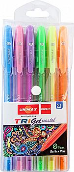 Набір ручок 6 кол. Trigel Pastel, асорті, UX-144 Набір ручок 6 кол. Trigel Pastel, асорті, UX-144
