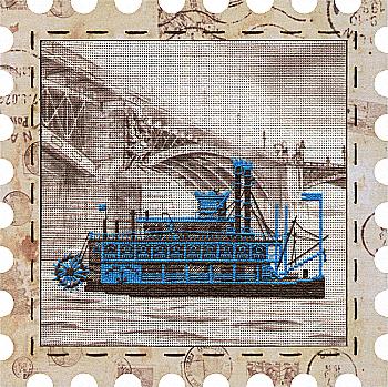 Набор для вышивания "Пароход", 24*24, КО4010-У