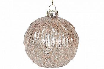 Куля ялинкова "Цукровий" 8 см, з присипкою, пудра, 118-991 Куля ялинкова "Цукровий" 8 см, з присипкою, пудра, 118-991