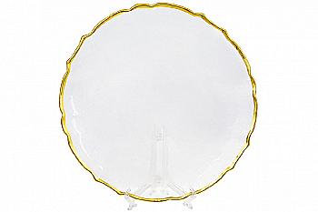 Тарілка сервірувальна 33 см, прозора із золотою облямівкою, 587-010