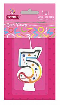 Свічка для торту "цифри" 5 EVENTA
