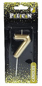Свічка-цифра для торта Pelican "7", золото, 6 см, 866017 Свічка-цифра для торта Pelican "7", золото, 6 см, 866017