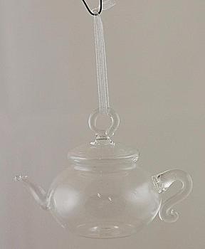 Подвеска новогодняя Заварник прозрачный стекляный 9*5,9*5,8 см, 94105 ТМ "Floristik"