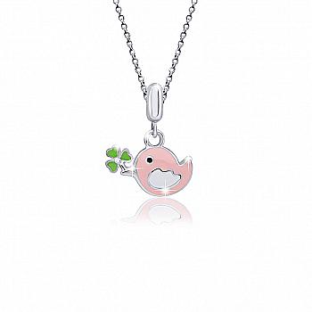 Кулон "Пташка", рожевий, 319541600611 Кулон "Пташка", рожевий, 319541600611