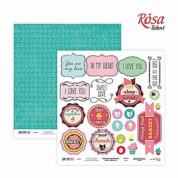 Папір для скрапбукінгу "Cake delicious" 3 двосторонній 30*30 см, 200 г/м2, TM ROSA Talent Папір для скрапбукінгу "Cake delicious" 3 двосторонній 30*30 см, 200 г/м2, TM ROSA Talent