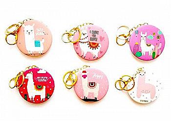 Дзеркало кругле 7 см, з друком на пластику, мікс, лама, SK-120