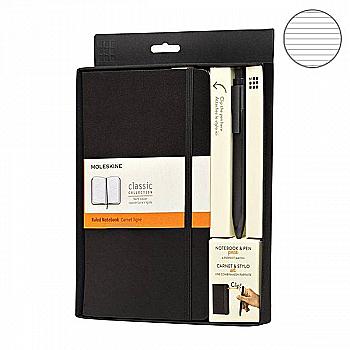 Набір подарунковий, Чорний записник середній + ручка, Moleskine, Bundlelgblk Набір подарунковий, Чорний записник середній + ручка, Moleskine, Bundlelgblk