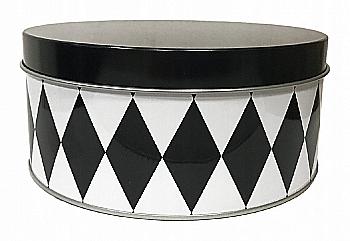 Коробка металлическая круглая "Rhombus" h=7 см/d=16 см, чёрно-белый, 9829292 Коробка металлическая круглая "Rhombus" h=7 см/d=16 см, чёрно-белый, 9829292