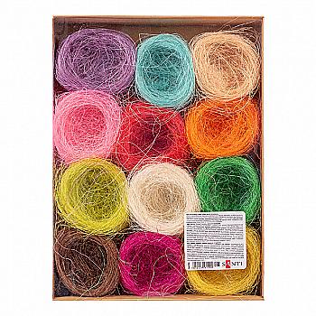 Декор "Гніздо" Santi, сизаль, мікс 12 кольорів, 742779