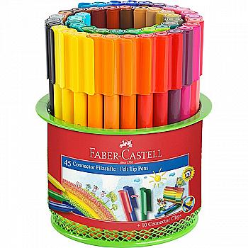 Фломастеры 45 цв. Connector в круглой подарочной металлической корзине, 155545 Faber-Castell Фломастеры 45 цв. Connector в круглой подарочной металлической корзине, 155545 Faber-Castell