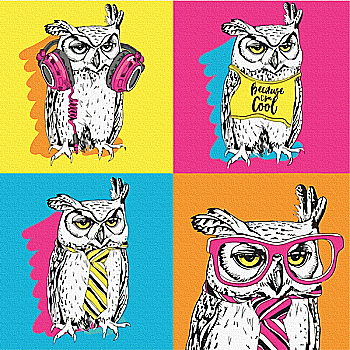 Полотно на картоні з контуром "Pop Art Owl" 30*30, бавовна, акрил, Rosa Start Полотно на картоні з контуром "Pop Art Owl" 30*30, бавовна, акрил, Rosa Start