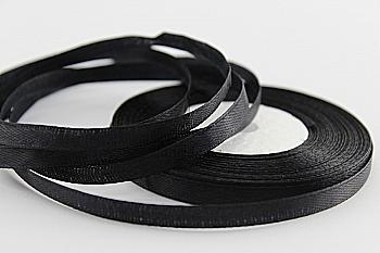 Лента атлас 7 мм-23 м, чёрная (39)