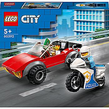 Конструктор Lego City "Преследование автомобиля на полицейском мотоцикле", 60392 Конструктор Lego City "Преследование автомобиля на полицейском мотоцикле", 60392