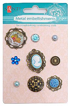 Набір прикрас металевих "Блакитні камеї" 9 шт., 952587