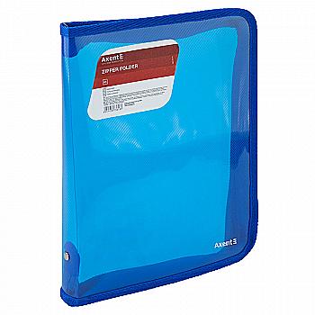 Папка на блискавці B5, об`ємна, прозора синя, 1802-22 Axent Папка на блискавці B5, об`ємна, прозора синя, 1802-22 Axent