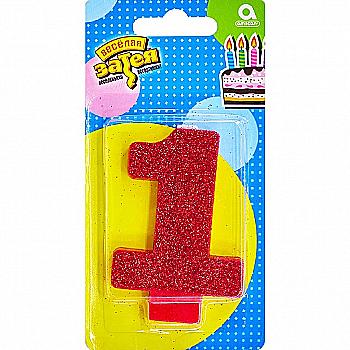 Свічка-цифра "1" Глітер, 8 см, 1502-4646