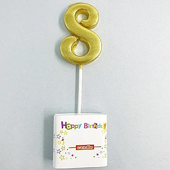 Свеча цифра "8", золото, 5-62690