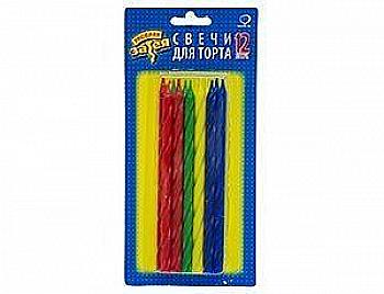Свічки д/торту Спіраль мульті 14 см 12 од., 1502-1160