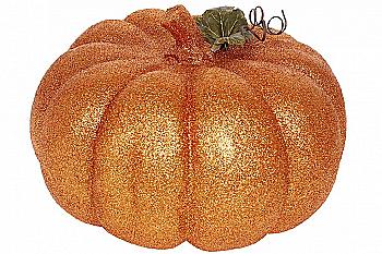 Декор Гарбуз, 30 см, помаранчевий глітер, 113-780