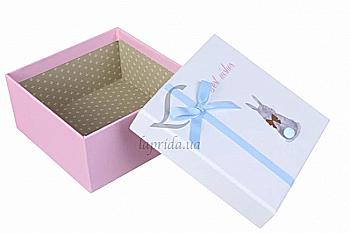 Подарункова коробка квадратна велика, HL-JKZ-79/76-1408 рожево-білий