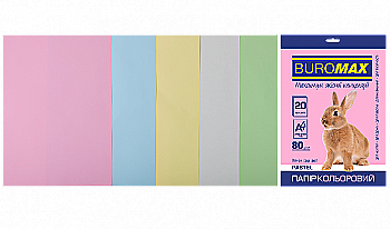 Набір кольорового паперу А4 20 арк, 5 кол., 80 г/м2 Pastel, BM.2721220-99 Набір кольорового паперу А4 20 арк, 5 кол., 80 г/м2 Pastel, BM.2721220-99