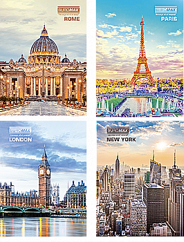 Канцелярська книга А4 80 арк "Столиці світу", кл, оф, тв. ламін. обкладинка, асорті BM.2300-102