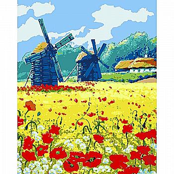 Набір для розпису по номерах 40*50 см "Млини у полі", 954264 Santi