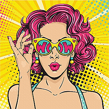 Полотно на картоні з контуром "Pop Art WOW 2" 30*30, бавовна, акрил, Rosa Start Полотно на картоні з контуром "Pop Art WOW 2" 30*30, бавовна, акрил, Rosa Start