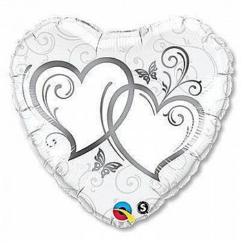 Куля повітряна 18" Серця переплетені срібло П, 1202-1921 Куля повітряна 18" Серця переплетені срібло П, 1202-1921