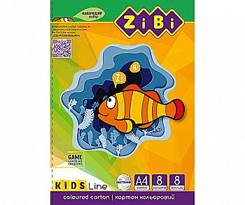 Цветной картон А4, 8 л.