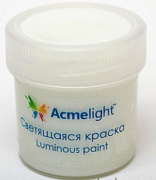 Краска светящаяся для творчества, 20 мл, белая, AcmeLight Краска светящаяся для творчества, 20 мл, белая, AcmeLight